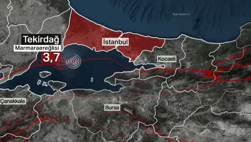 Marmara Denizi'nde Endişe Yaratan 3,7 Büyüklüğünde Deprem!